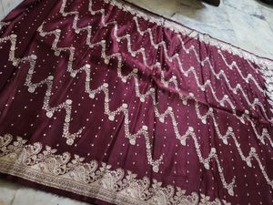 Maroon pure Banarasi Silk Saree