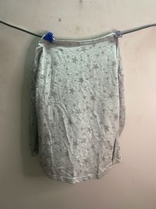 Gray Star Print Long Sleeve Top