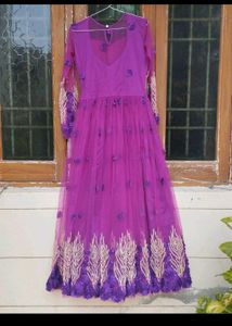 Elegant Purple Net Maxi Dress✨