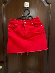cute red mini cotton skirt