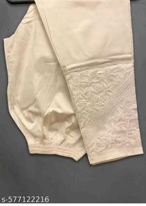 Vintage Cream Khadi fabric embroidered Pant