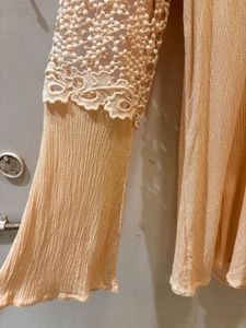 Elegant Peach Top with Lace Detail