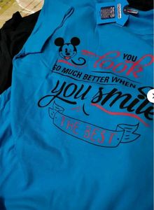 Cute Blue Graphic T-Shirt Top