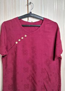Maroon Embroidered Top