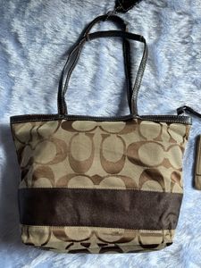 Vintage Coach Tote and Wallet Combo with Card