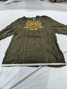 Embroidered Olive Green Top