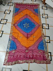 Vibrant  heavy bandhani Dupatta with gota patti