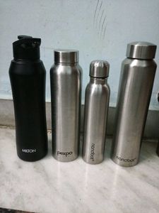 Set of 4 Stainless Steel Water Bottles