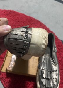 RENBEN Silver Fringe Slip-On Shoes