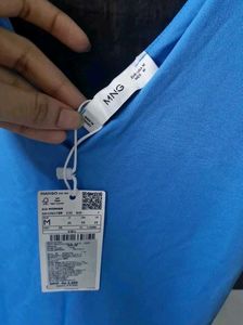MANGO V-Neck Blue Bodysuit
