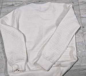 White Quilted Crewneck Sweatshirt