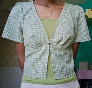 Green Plaid Crop Top