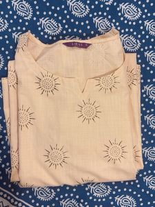 Light Peach Kurta with Sun Print