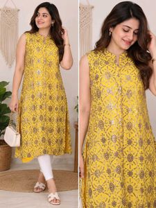 Beautiful Yellow Embroidered Kurta Size Small