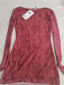 Sheer Floral Long Sleeve Mini Dress