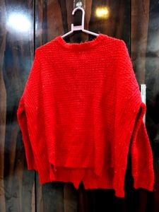 Vibrant Red Knit Cardigan