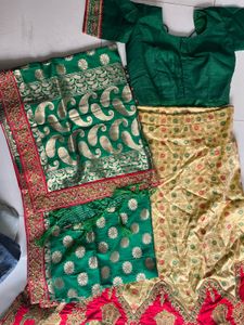Elegant Red &amp; Gold Lehenga Choli Set