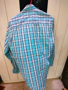COBN Men's Blue Plaid Long Sleeve Shirt