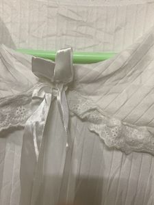 White Ruffle Collar night Dress