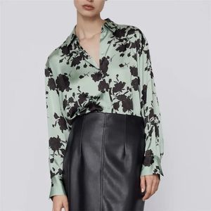 ZARA Oversized Satin Floral Button-Up Shirt