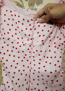 Cute Pink Polka Dot Ruched Dress
