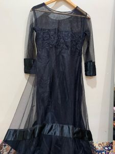 Elegant Black long Sheer Gown