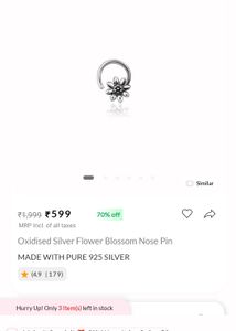 Oxidised Silver Flower Nose Pin
