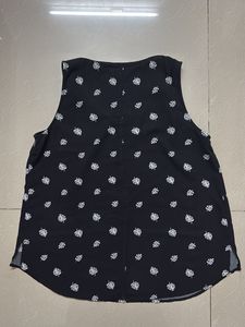 Cute Black Leaf Print Sleeveless Top