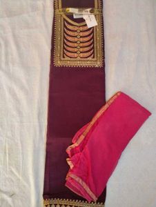 unstitched suit MaroonEmbroidered Kurta Set with