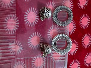 Oxidized Silver Jhumka Earrings