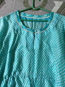 Turquoise Geometric Print Kaftan