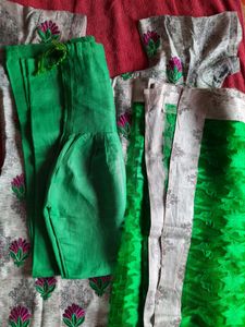 3 piece embroidered suit,green salwar &amp; dupatta