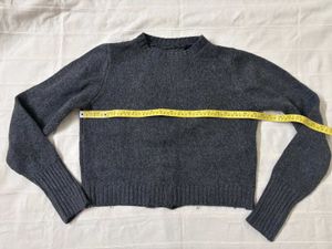 Grey Lace-Up Back Sweater