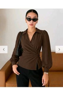 Littlebox Chic Brown Wrap Front Top