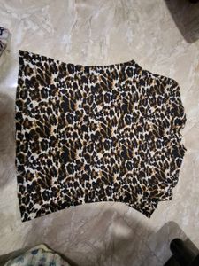 Leopard Print Mock Neck Top