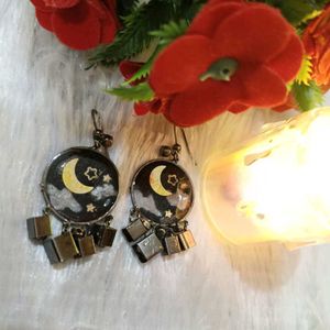 Celestial Moon &amp; Star Dangle Earrings