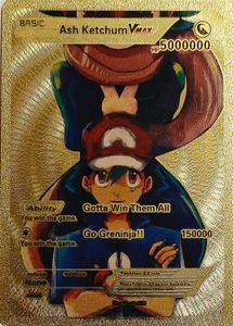 Rare Ash Ketchum VMAX Gold Pokemon Card 5000000 HP