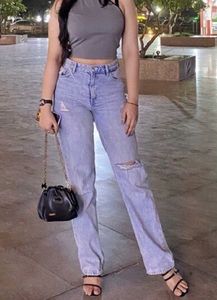 Bershka Distressed Light Wash Jeans