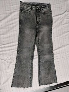 Washed Grey Flare Jeans