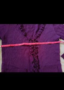 Purple Ruffle Knit Cardigan