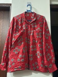 Red Floral Button-Up Shirt