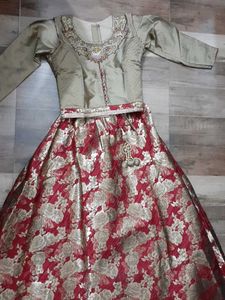Elegant Red &amp; Gold Floral Lehenga Choli Set