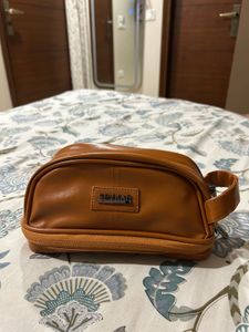 Brown Leather Toiletry Pouch