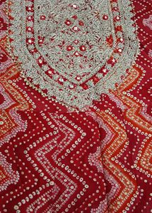 Stunning Red Bandhani Kurta with dupatta