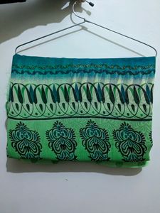 Green Multicolored Printed Saree