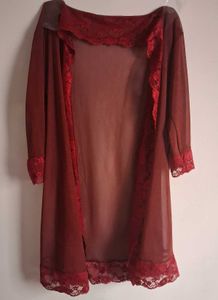 Sheer Lace Trim Robe