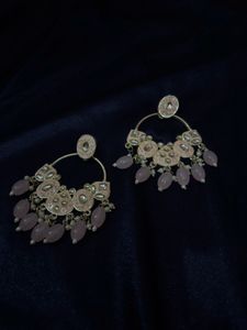 Blush Pink / pastel Chandbali Earrings