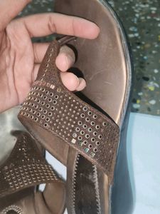 Sparkly Brown Wedge Sandals
