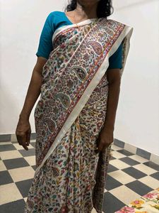 Beautiful Printed Pashmina silk saree from Kashmir