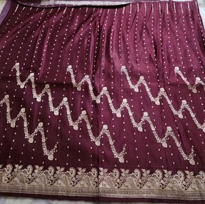 Maroon pure Banarasi Silk Saree